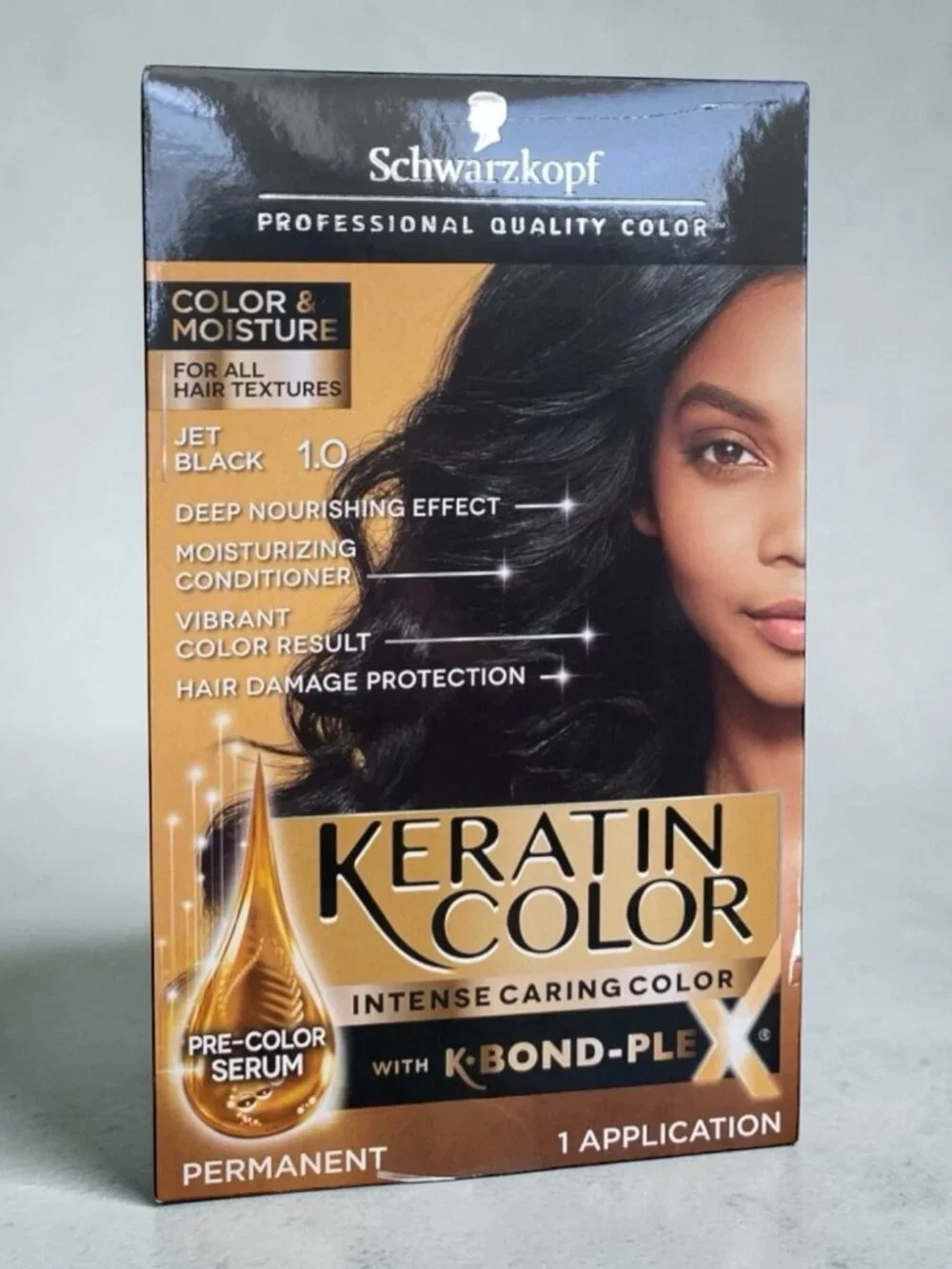 2 Schwarzkopf Keratin Color & Moisture Hair~All Textures Permanent Jet Black #1